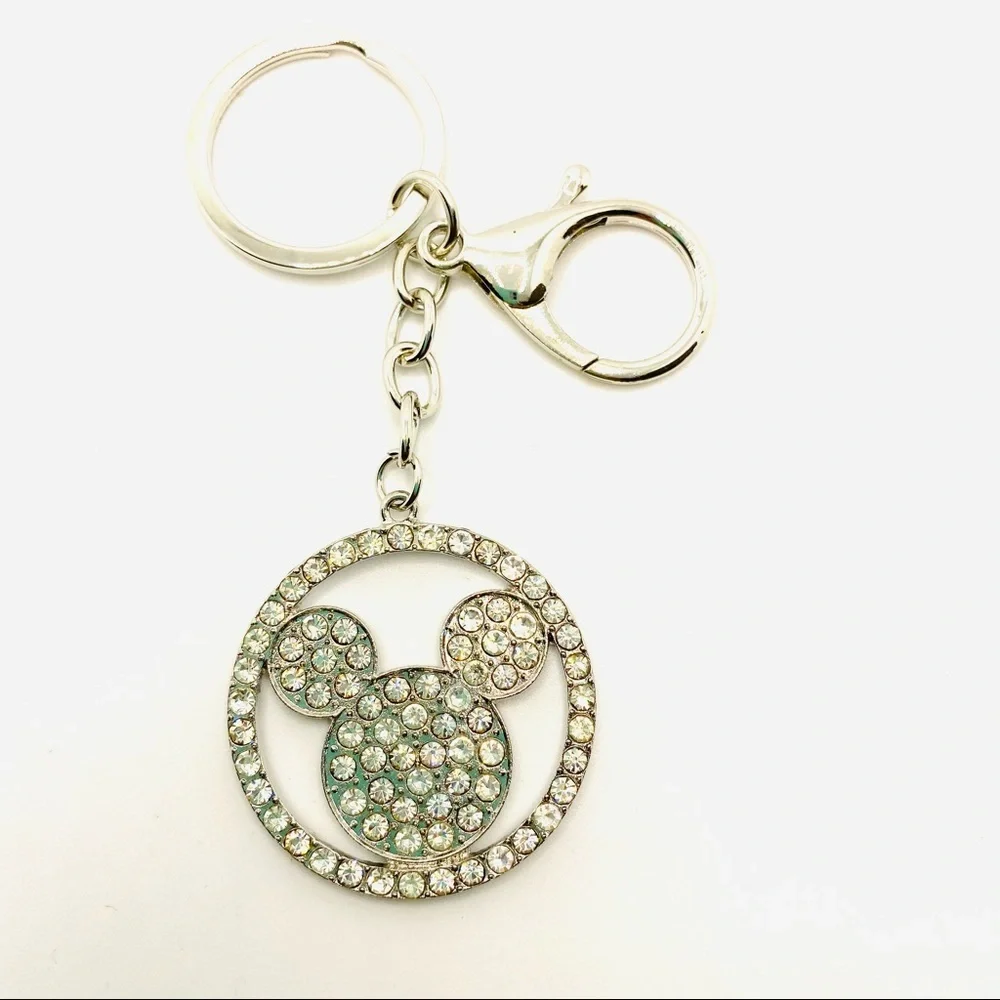 Mickey Mouse Purse Charm Key Chain Crystals set in Silver tone. BRAND NEW